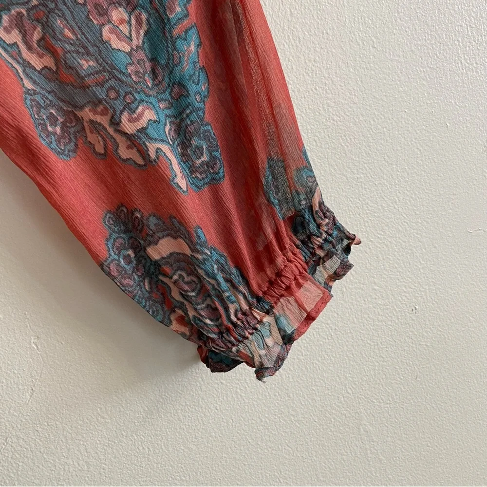Free People Forget Me Not Moonstruck Mini‎ Dress Paisley Print Size M Red